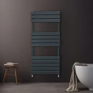 Flat Panel Towel Radiator - 1200mm x 500mm - Anthracite Grey