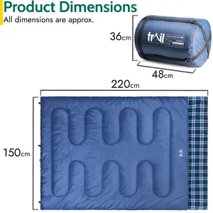 Trail Cotton Double Sleeping Bag Luxury Flannel Lined 3 to 4 Season with Bag