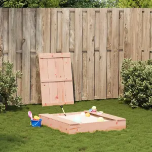 Berkfield Sandpit with Cover 111x111x19.5 cm Solid Wood Douglas