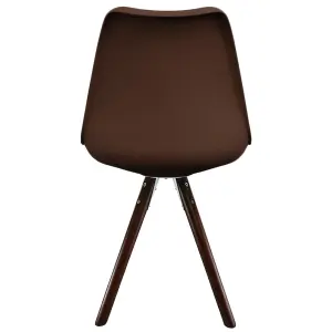 Soho Chocolate Plastic Dining Chair with Pyramid Dark Wood Legs