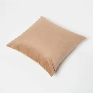 Homescapes Beige Velvet Cushion, 45 x 45 cm