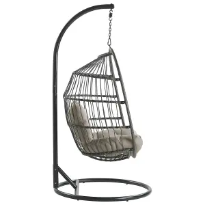 Hanging Chair with Stand ALBA PE Rattan Black