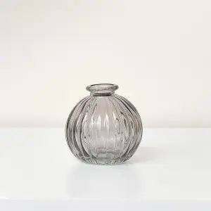 Melody Maison Round Grey Glass Bottle Vase - 8.5cm