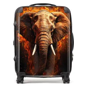 Splashart Elephant and fire Suitcase - Large