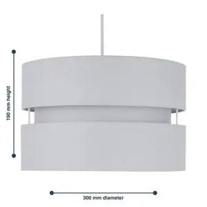 First Choice Lighting Light Grey Layered Easy Fit Drum Light Shade