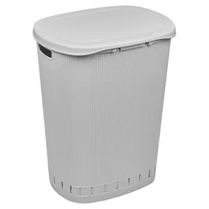 URBNLIVING Height 56cm White Laundry Basket Dirty Washing Clothes Linen Bin Basket with Line Design & Lid