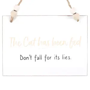 Something Different Cat Has Been Fed Hanging Sign White/Pink/Black (One Size)