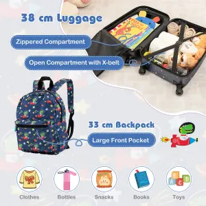 Costway 5 Piece Kids Luggage Set Carry-on Children Rolling Suitcase Set w/ Backpack