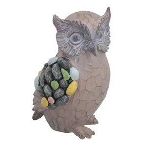 Hedgehog & Owl Resin Sculpture Statue House Home Ornament Figurine Animal