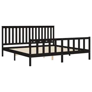 Berkfield Bed Frame with Headboard Black 200x200 cm Solid Wood Pine