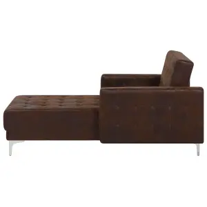 Faux Leather Chaise Lounge Brown ABERDEEN