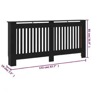 Berkfield Radiator Cover Black 172x19x81 cm MDF