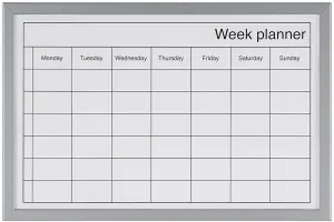 KAV Dry Wipe Weekly Planning Board with Pen - Aliminuim Frame Whiteboard for Wall Magnetic Surface Calendar 400x600 MM(Silver)