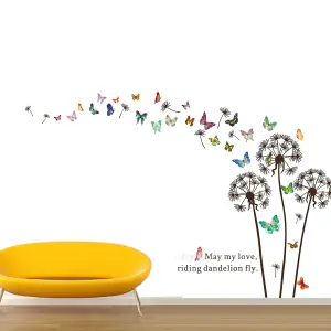 Walplus Combo Adult COM - Huge Brown dandelion - Butterflies Wall Sticker