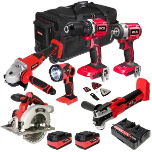 Excel 18V 6 Piece Power Tool Kit with 2 x 5.0Ah Battery & Charger EXL10196