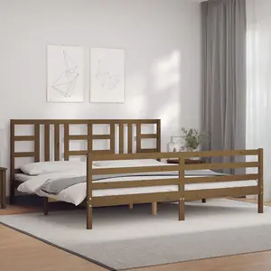 Berkfield Bed Frame with Headboard Honey Brown 200x200 cm Solid Wood