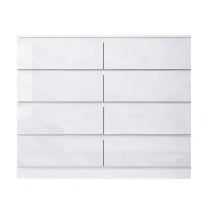 8 Drawer White Gloss Chest Of Drawers Large Deep Storage