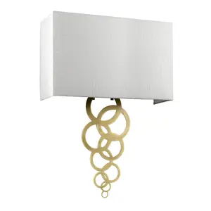 Elstead Rosa Large 2 Light Wall Light, Aged Brass, Ivory Faux Silk Shade