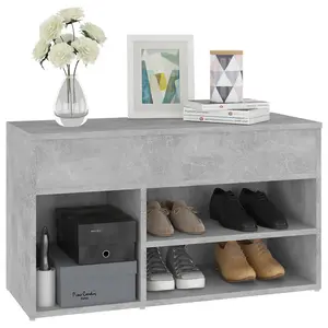 Berkfield Shoe Bench Concrete Grey 80x30x45 cm Engineered Wood