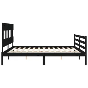 Berkfield Bed Frame with Headboard Black 200x200 cm Solid Wood