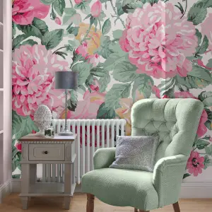 Laura Ashley Aveline Pink Floral Matt Mural