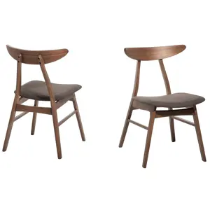 Set of 2 Dining Chairs LYNN Rubberwood Dark Grey