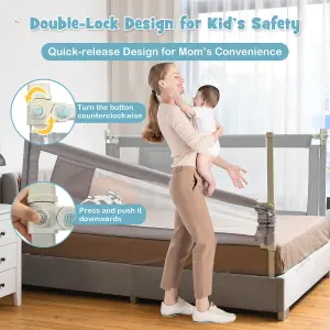 Costway Bed Rail for Toddlers 24-Level Height Adjustable Safety Bed Guardrail