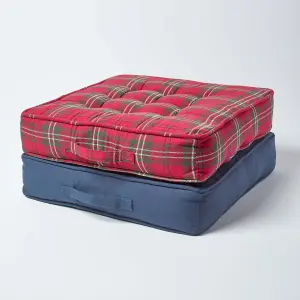 Homescapes Edward Tartan Cotton Armchair Booster Cushion