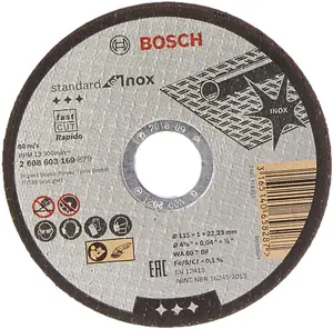 12x Bosch 115mm 1mm Thin Slit Cutting Discs Blades Inox Rapido 4.5" 2608603169