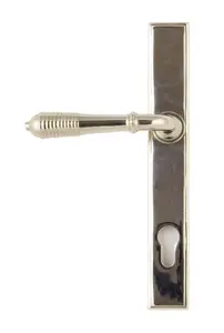 From The Anvil Polished Nickel Reeded Slimline Lever Espag. Lock Set