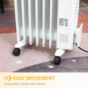 HOMCOM Oil Filled Radiator Space Heater W/3 Heat Settings & Remote Control White