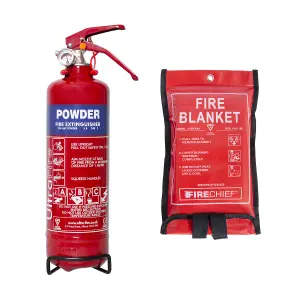 UltraFire 1kg Dry Powder Fire Extinguisher with Fire Blanket