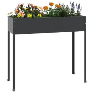 Berkfield Garden Planter Anthracite 100.5x40.5x90 cm Galvanised Steel