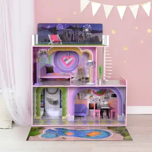 Teamson Kids Kids Wooden Dreamland Sunset 3-Level Dollhouse Set