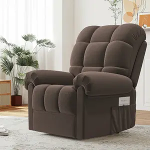 Power Recliner Chair, Electric Adjustable Teddy Fleece Sofa with USB Port