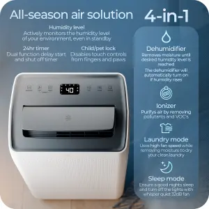 Avalla X-550 Dehumidifier for Home Drying Clothes 20L/Day: Removes Mould and Moisture - Low Power Consumption, 64m3 - Entire Home