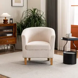 Home Source Small Padded Accent Tub Armchair Boucle Cream