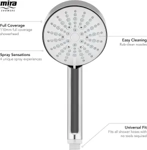 Mira Showers Beat 110mm Shower Head Chrome 4 Mode Handset 1.1605.231