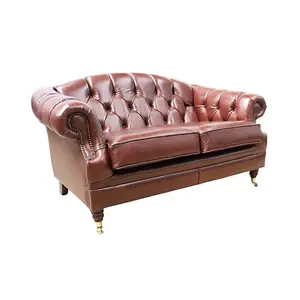 Chesterfield Handmade 2 Seater Sofa Settee Old English Hazel Leather Victoria In Style