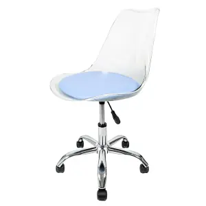 Soho Clear Plastic Dining Chair with Swivel Base Blue