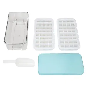 Ice Cube Tray - Cube Ice Ice Trays with Lid & Bin for Freezer - Mini Ice Cube Maker - 64pcs Easy Ice Cube Removal