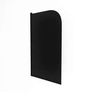 Nes Home 800mm Curved Bath Screen Matt Black Profile with Glass Reversible Denver