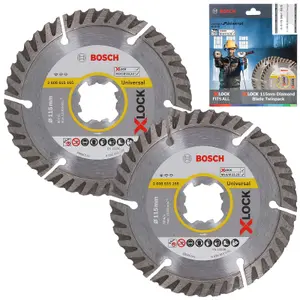 2 X Bosch XLOCK Pro Universal Grinder Diamond Blade High Speed 4.5" 115mm x 22mm