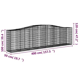 Berkfield Arched Gabion Baskets 20 pcs 400x50x100/120 cm Galvanised Iron