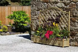 Zest York Wooden Rectangular Garden Planter & Lattice Trellis