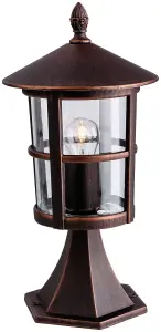 Luminosa Stratford 1 Light Outdoor Lantern Pillar Bronze IP44, E27