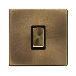 Antique Brass Screwless Plate 10A 1 Gang 2 Way Ingot Light Switch - Black Trim - SE Home