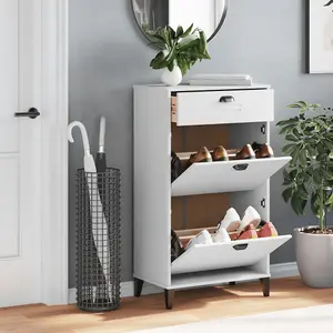 Berkfield Shoe Cabinet VIKEN White Engineered Wood