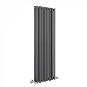 Right Radiators 1600x545 mm Double Vertical Round Column Style Designer Radiator Heated Rads Anthracite