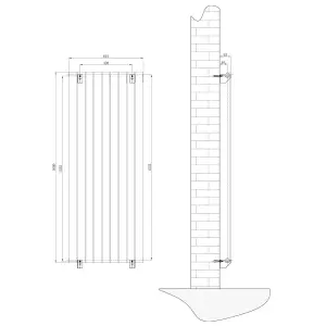 Porter Black Double Vertical Flat Panel Radiator - 1600x610mm